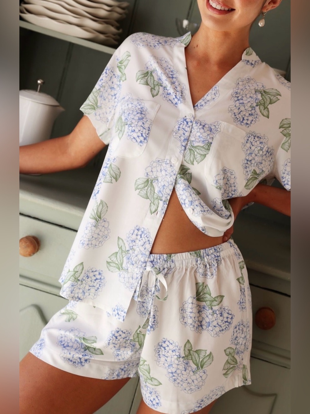 Piyama Maggie Pajama Set in Hydrangea Blue